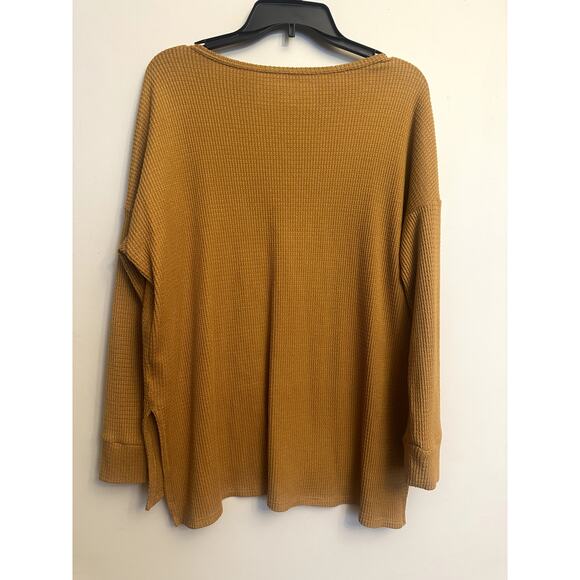 American Eagle Mustard Waffle Knit Long Sleeve Top - Picture 5 of 5